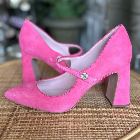 KATE ♠️ SPADE Elegant Pink Suede Mary Jane Heels - Picture 15 of 15